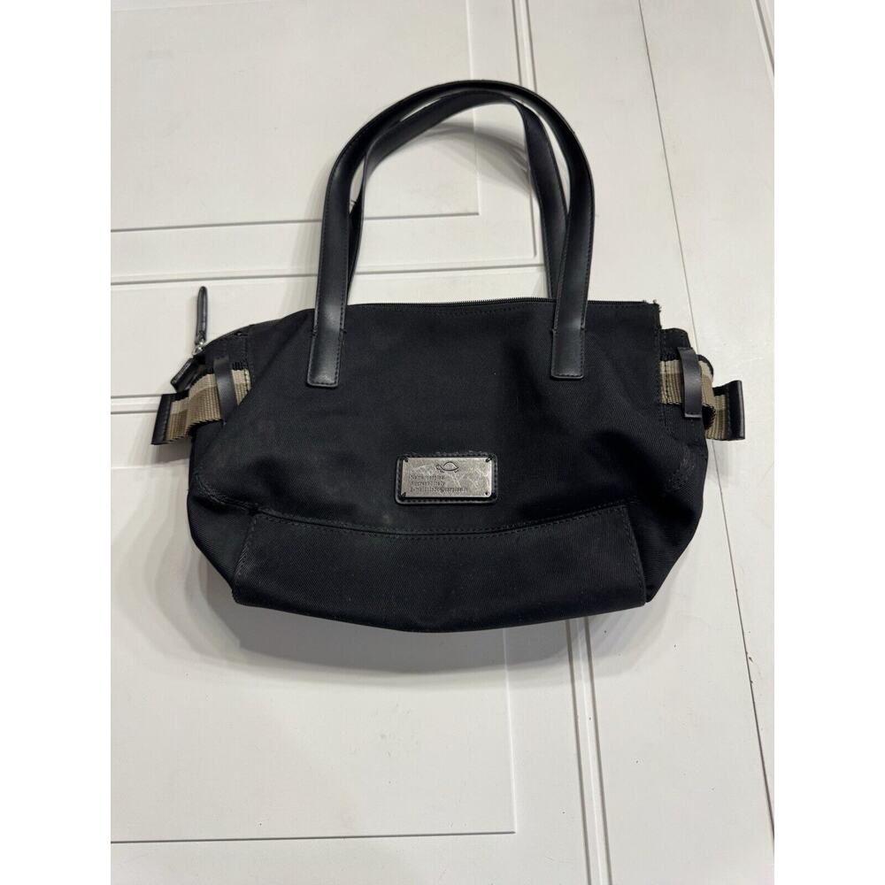 Carpisa Black Nylon Canvas Satchel Tote Side Strap Detail Purse - Picture 4 of 7